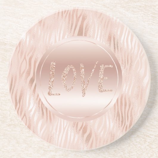 Dessous De Verre En Grès Gravure Peach Pink Zebra impression Parties scinti (Devant)