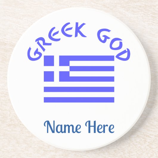 Dessous De Verre En Grès Grec Dieu et drapeau de la Grèce Personnalisé (Devant)