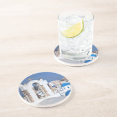 Dessous De Verre En Grès Grèce, Santorin. Clocher et dômes bleus de 2 (Côté)