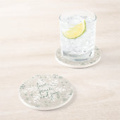 Dessous De Verre En Grès Green Beige Snowflakes Love Peace Joy Holiday (Côté)