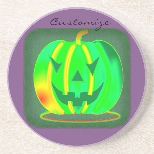 Dessous De Verre En Grès Green Jack olantern Halloween Thunder_Cove (Devant)