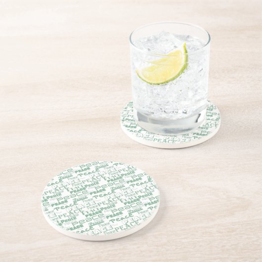 Dessous De Verre En Grès Green White Inspiration Peace (Côté)