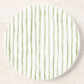 Dessous De Verre En Grès Green White Stripes (Devant)