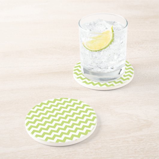 Dessous De Verre En Grès Green Zigzag, Green Chevron, Motif géométrique (Côté)