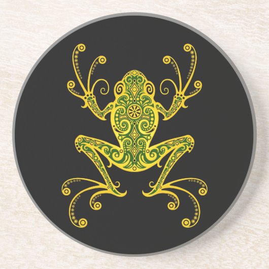 Dessous De Verre En Grès Grenouille d'arbre verte et noire complexe (Devant)