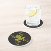 Dessous De Verre En Grès Grenouille d'arbre verte et noire complexe (Côté)