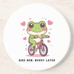 Dessous De Verre En Grès Grenouille Mignonne à Vélo Cadeau Drôle pour les