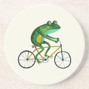 Dessous De Verre En Grès Grenouille Sur Vélo