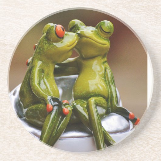 Dessous De Verre En Grès Grenouilles Heureuses (Devant)