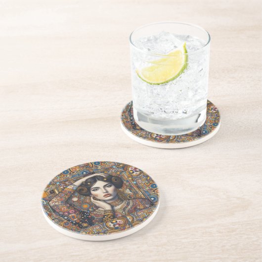 Dessous De Verre En Grès grès "Caresse céleste" (Côté)