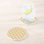 Dessous De Verre En Grès Griffes Mignonnes Dorées sur Fond Beige (Côté)