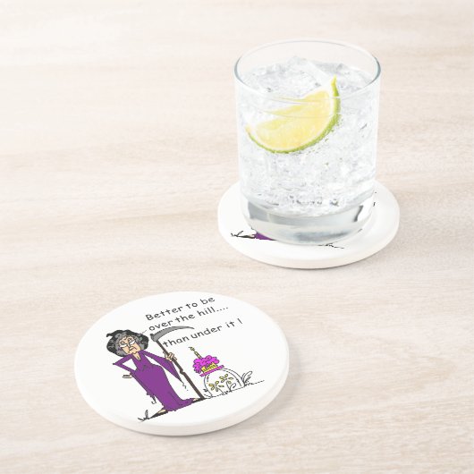 Dessous De Verre En Grès Grim Reaper Humour d'anniversaire (Côté)