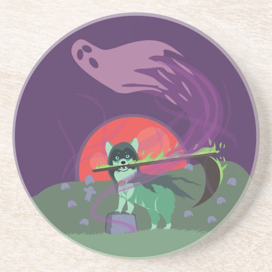 Dessous De Verre En Grès Grim Reaper Puppy (Devant)
