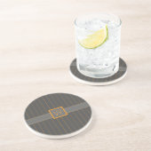 Dessous de verre en grès Gris avec des bandes oran (Côté)
