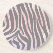 Dessous De Verre En Grès Gris clair et rose Zebra (Devant)