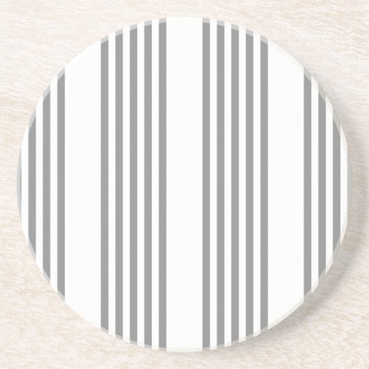 Dessous De Verre En Grès Gris et blanc cinq bandes motif (Devant)