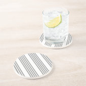 Dessous De Verre En Grès Gris et blanc cinq bandes motif (Côté)