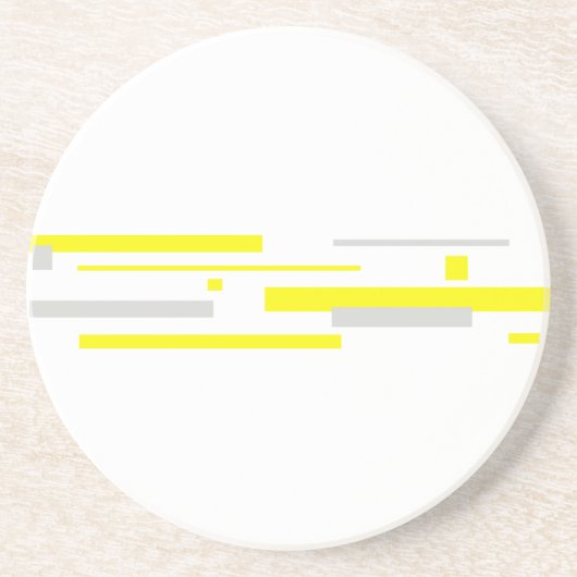 Dessous De Verre En Grès Gris Jaune Blocs Art Abstrait (Devant)