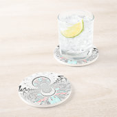 Dessous De Verre En Grès Gris Kaleidoscope Art (Côté)