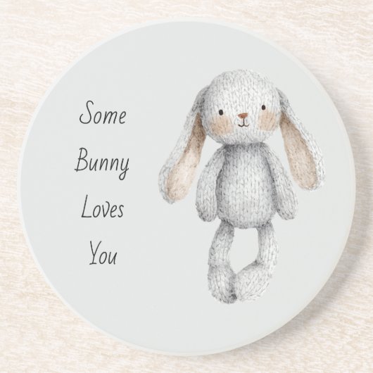 Dessous De Verre En Grès Gris Some Bunny Vous Aime (Devant)
