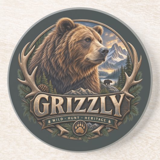 Dessous De Verre En Grès Grizzly – Amérique sauvage (Devant)