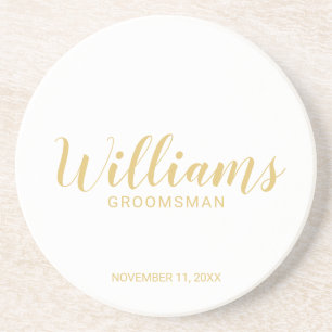 Dessous De Verre En Grès Groomsmans personnalisés en or à script moderne