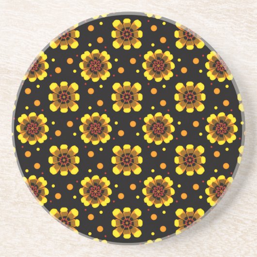 Dessous De Verre En Grès Groovy 70s Daisy Flower Power Pattern (Devant)