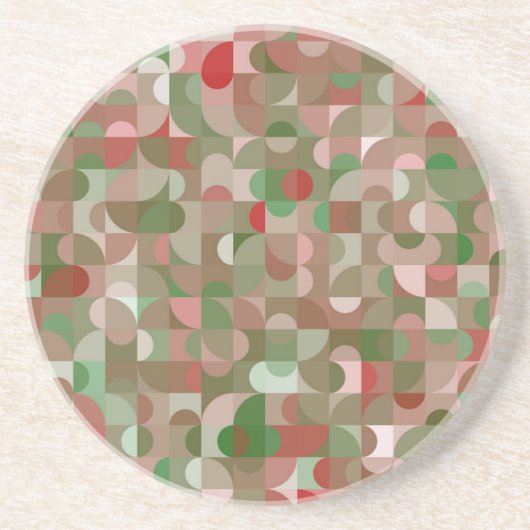 Dessous De Verre En Grès Groovy Boho Mod Retro Geometric (Devant)