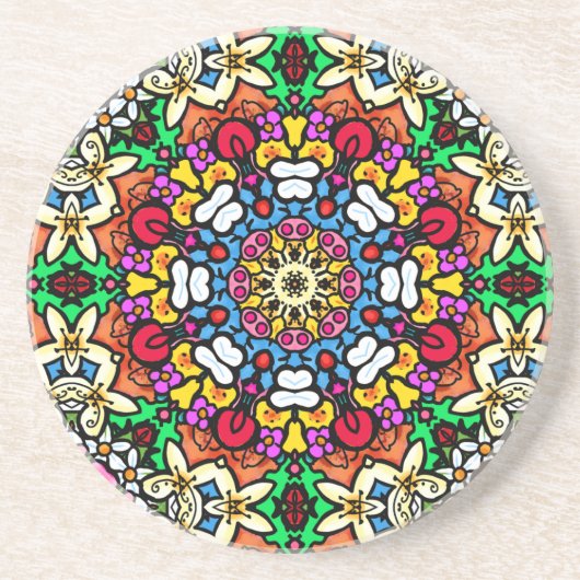 Dessous De Verre En Grès Groovy Funky Flower Power Coaster (Devant)