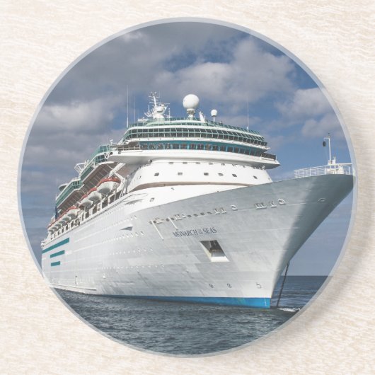 Dessous De Verre En Grès Gros bateau de croisière blanc (Devant)