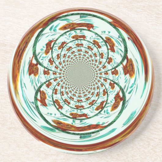 Dessous De Verre En Grès Gros chat Kaleidescope Lions Motifs (Devant)