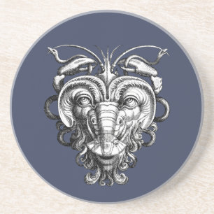 Dessous De Verre En Grès Grotesque de la Renaissance Gargoyle Face Homard H