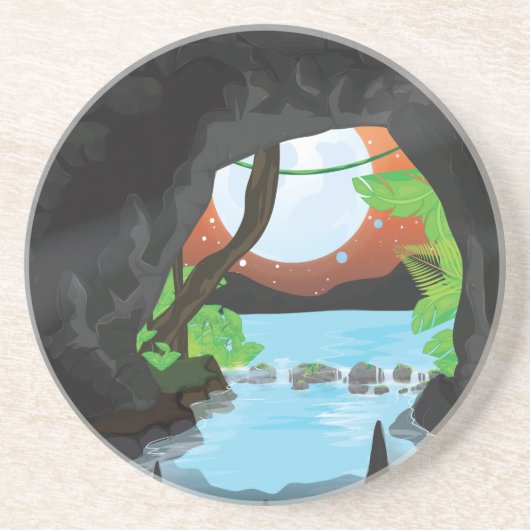 Dessous De Verre En Grès Grotte de la forêt tropicale (Devant)