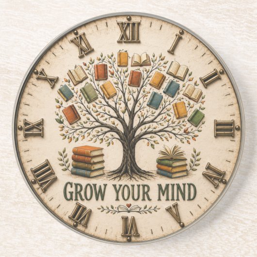 Dessous De Verre En Grès Grow Your Mind Book Reading Teacher Gift (Devant)