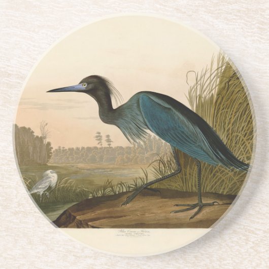 Dessous De Verre En Grès Grue bleue Héron Impression Audubon Art côtier (Devant)