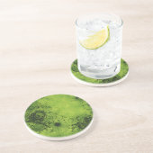 Dessous De Verre En Grès Grunge vert citron avec accents noirs (Côté)