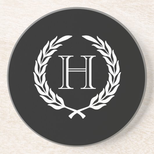 Dessous De Verre En Grès Guirlande noire et blanche de laurier (Devant)