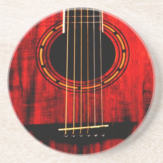 Dessous De Verre En Grès Guitare acoustique Musique en bois (Devant)