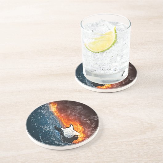 DESSOUS DE VERRE EN GRÈS GUITARE DE FIRE&ICE (Côté)