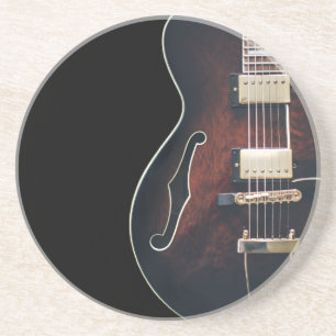 Dessous De Verre En Grès Guitare Électrique Sur Fond Noir