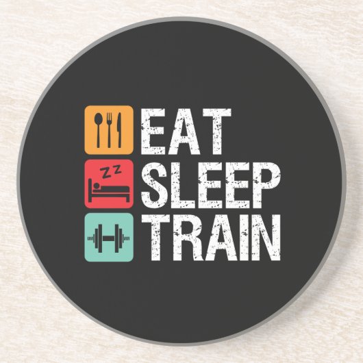 Dessous De Verre En Grès Gymnase Motivation Exercice Fitness Manger Sleep T (Devant)