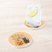 Dessous De Verre En Grès Halloween chats et Citrouilles (Côté)