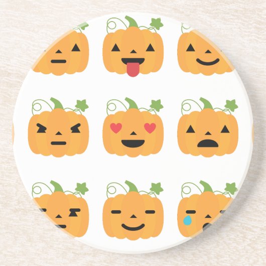 Dessous De Verre En Grès halloween citrouille emojis (Devant)