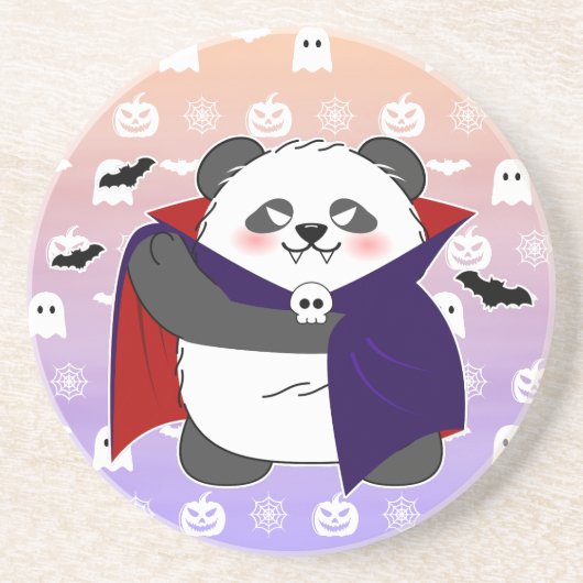 Dessous De Verre En Grès Halloween Cute Baby Panda Dracula Vampire (Devant)