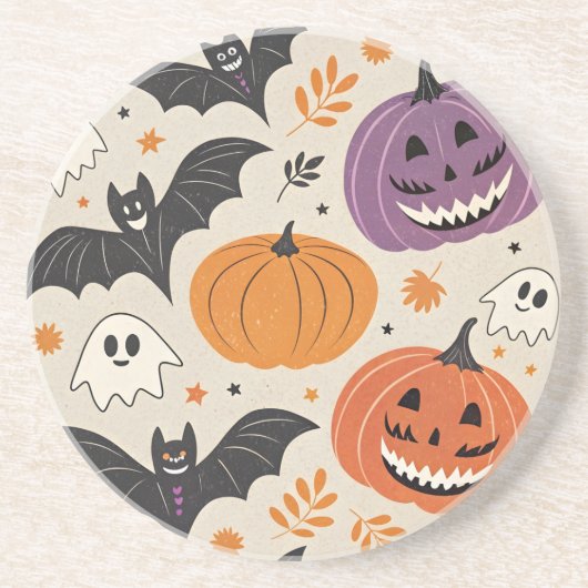 Dessous De Verre En Grès Halloween et motif d'automne (Devant)