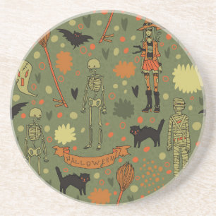 Dessous De Verre En Grès Halloween Haunt : Mélange Vintage Éffrayant