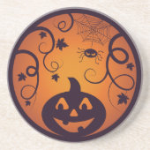 Dessous De Verre En Grès Halloween Jack-o'-lantern citrouille visage et ara (Devant)