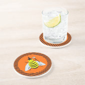 Dessous De Verre En Grès Halloween Magic Bee Witch Orange et Black Stripes (Côté)