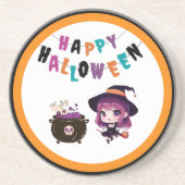 Dessous De Verre En Grès Halloween/sorcière/automne/octobre (Devant)