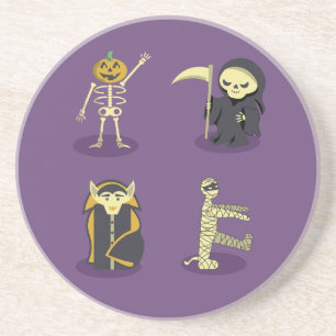 Dessous De Verre En Grès Halloween Squelette Dracula Mummy Griffe Reaper